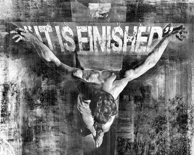 "It is finished". Jesus' death on the cross paid the price for our sins. Once and for all.